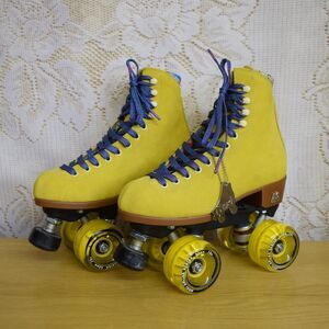 Moxi Lolly Quad Roller Skates Size 4 Pineapple Yellow Suede Fits 5-5.5 Womens